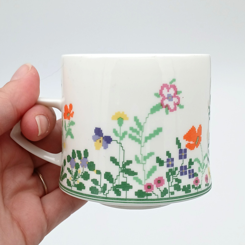 Mikasa Petit Point Bone China Demitasse Cup Coffee Mug (Set of 4)